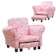 image 1 of HOMCOM Kids Armchair Children Mini Sofa Wood Frame w/ Footrest Cute Cloud Star Pink