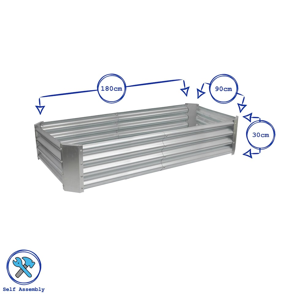 image 1 of Harbour Housewares Raised Garden Beds - 2x Ivory Rectangular Bottomless Metal Raised Galvanised Steel Planter Box 180 x 90cm