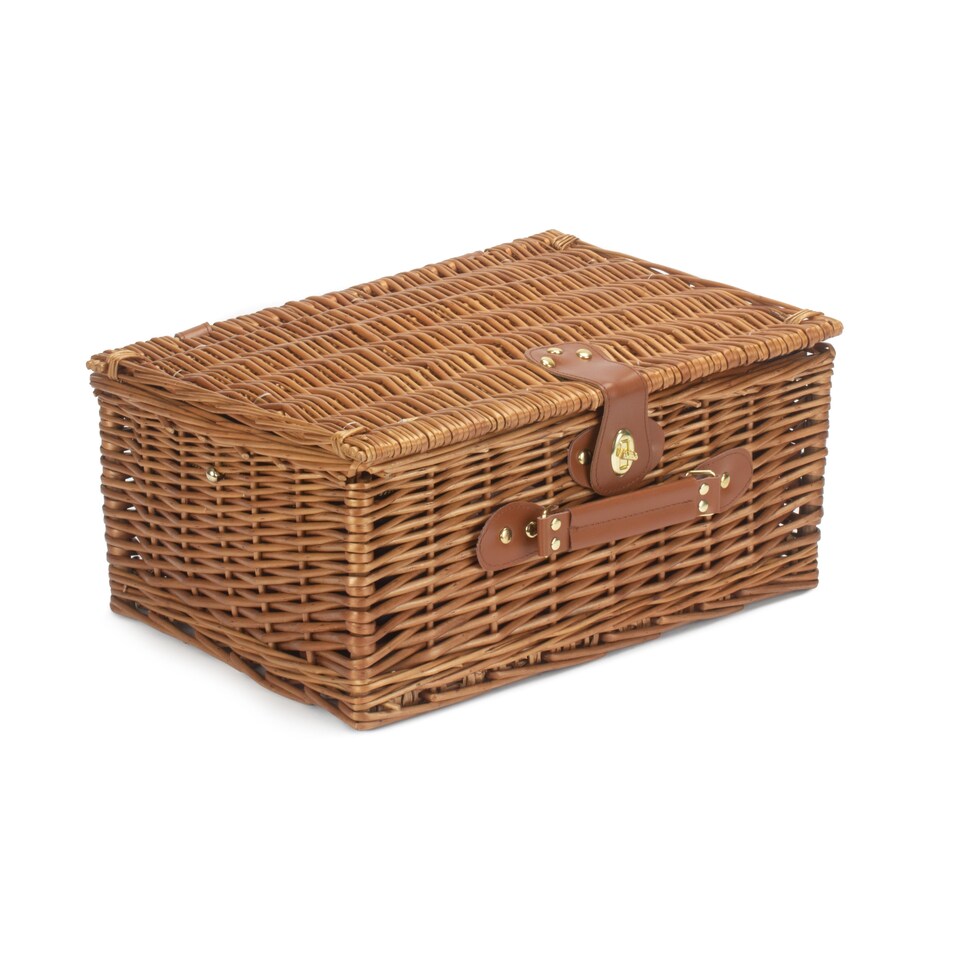 image 1 of 2 Person Blue Tweed Fitted Picnic Basket | Blue | Blue | 1