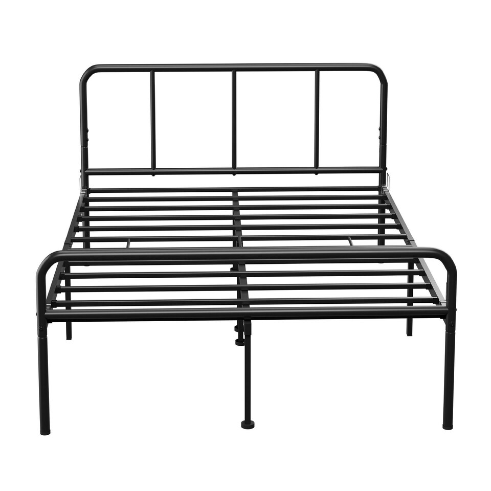 image 1 of Double Size Bed Frame Metal Rounded Headboard Easy Assembly Bed Base Storage