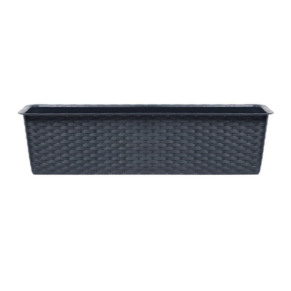 image 1 of Ratolla Rattan Balcony Planter - 14.5x48.9x17.3 cm | Black | Black & Set of 1 | 1