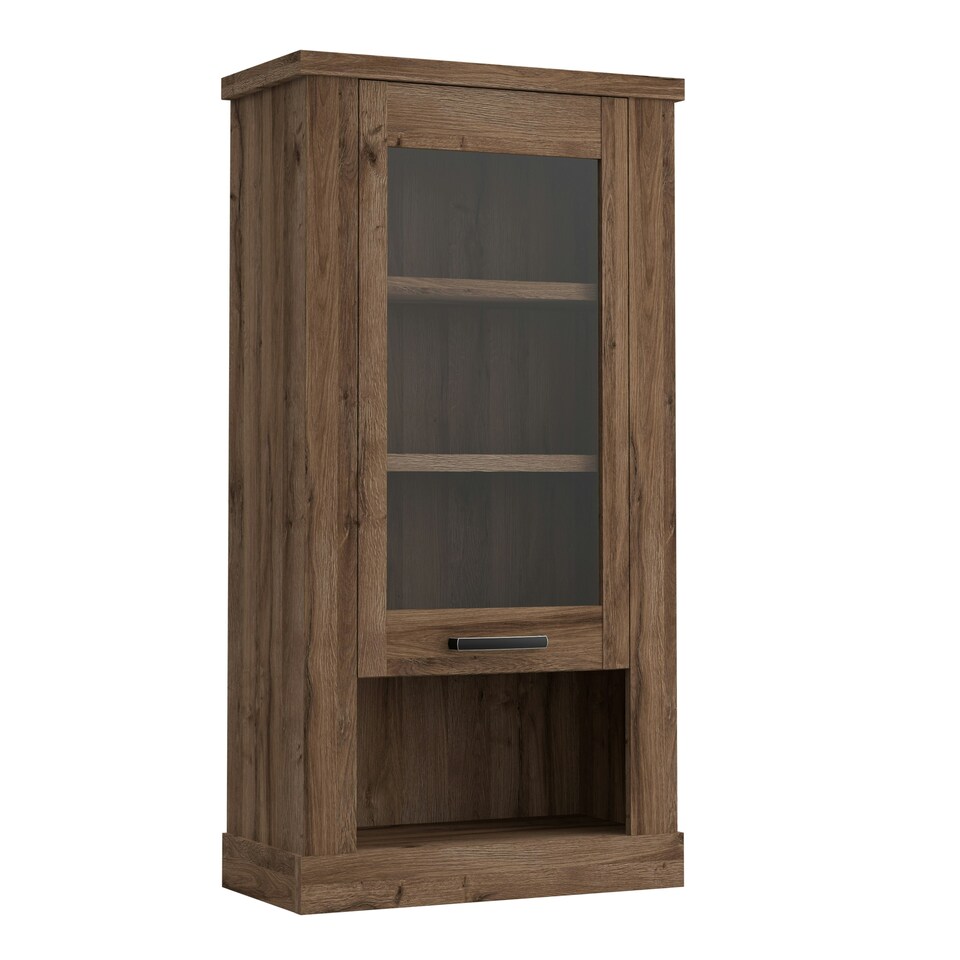 image 1 of Corona 1 Door Wall Display Cabinet in Tabak Oak