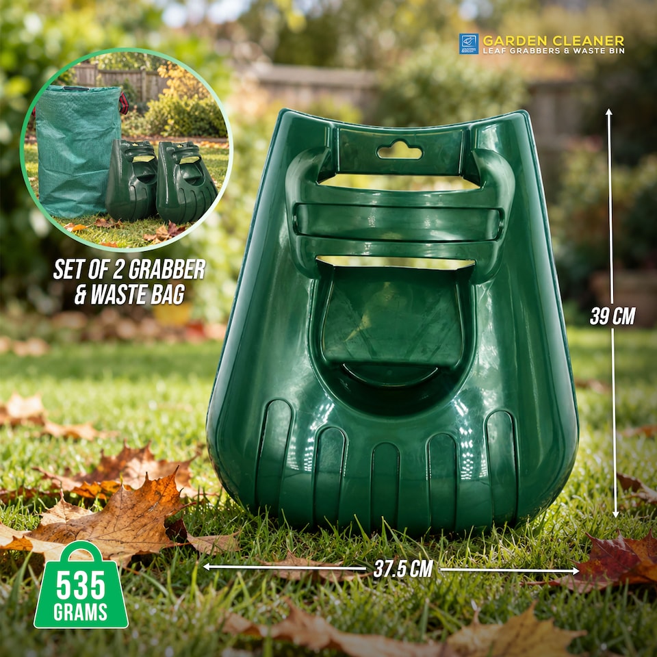 image 1 of Garden Waste Bag 500L with Leaf Scoops Garden Clean up Set