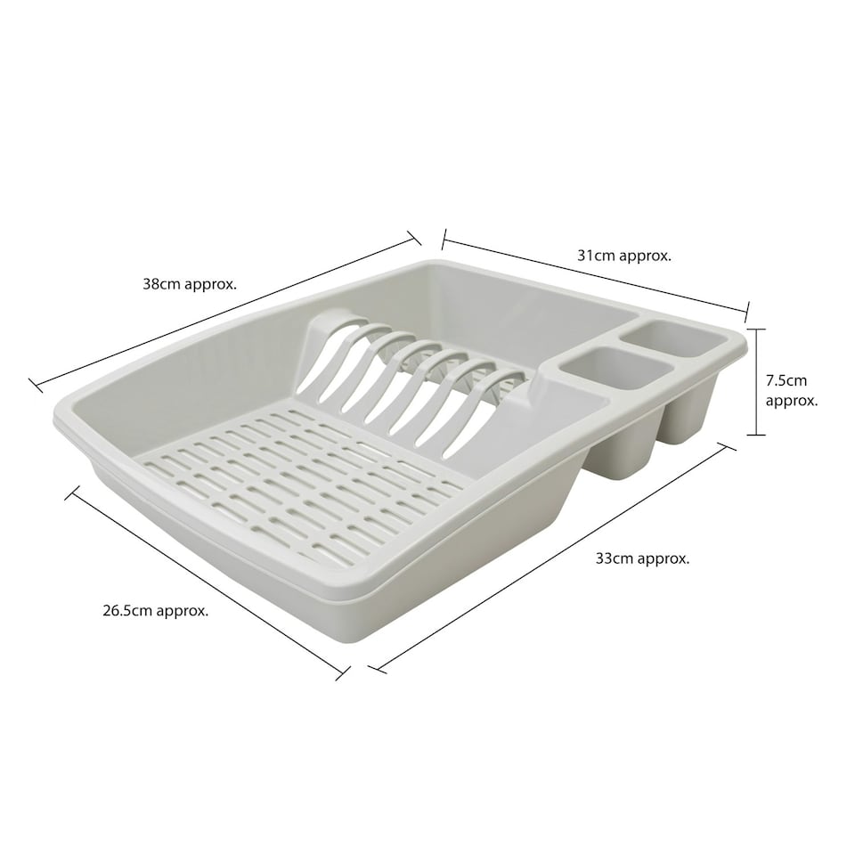 image 1 of JVL Plastic Dish Drainer and Rectangular Washing Up Bowl Kitchen Set, Grey Grey