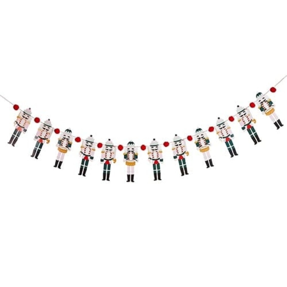 image 1 of Christmas Nutcracker Pom Pom Paper Garland Decoration 2m
