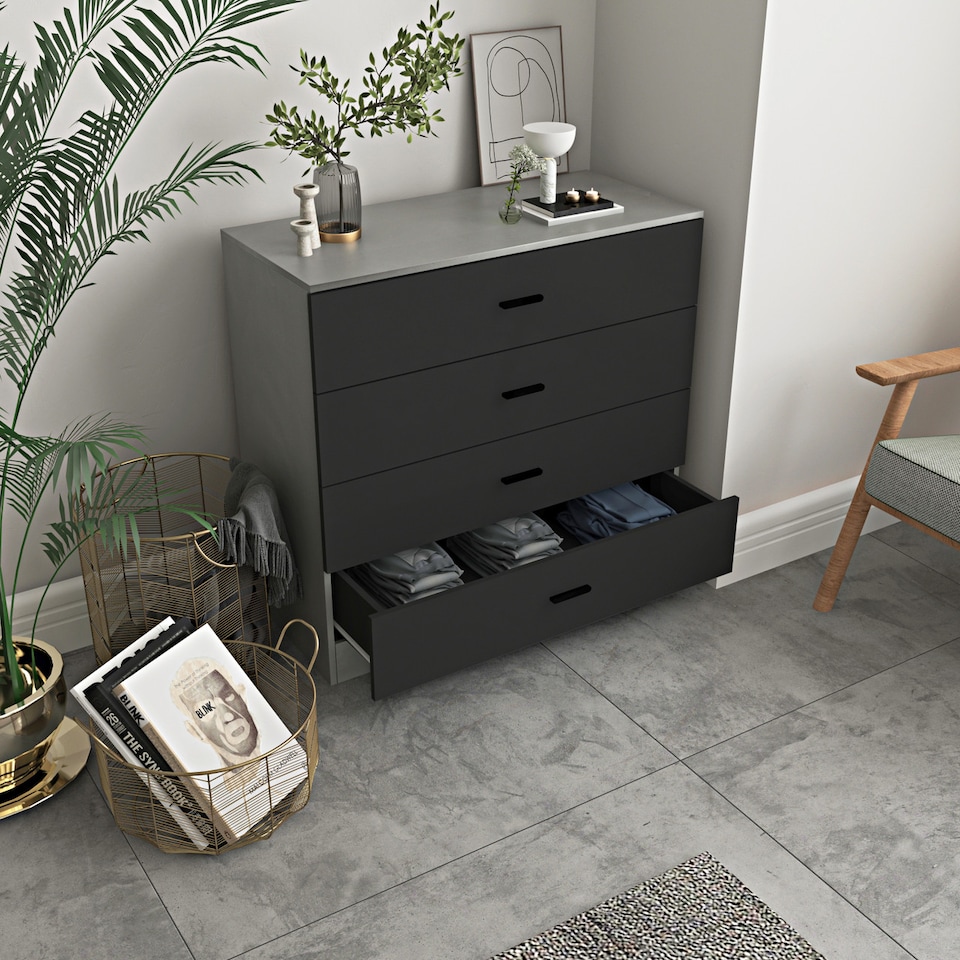 image 1 of Grey - Chest of 4 Drawers | Grey | 1