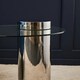 image 4 of Interiors by Premier Clear Glass Side Table with Silver Base, Round Tempered Glass C‑Shape Accent Table, Steel Silver‑Finish Silver