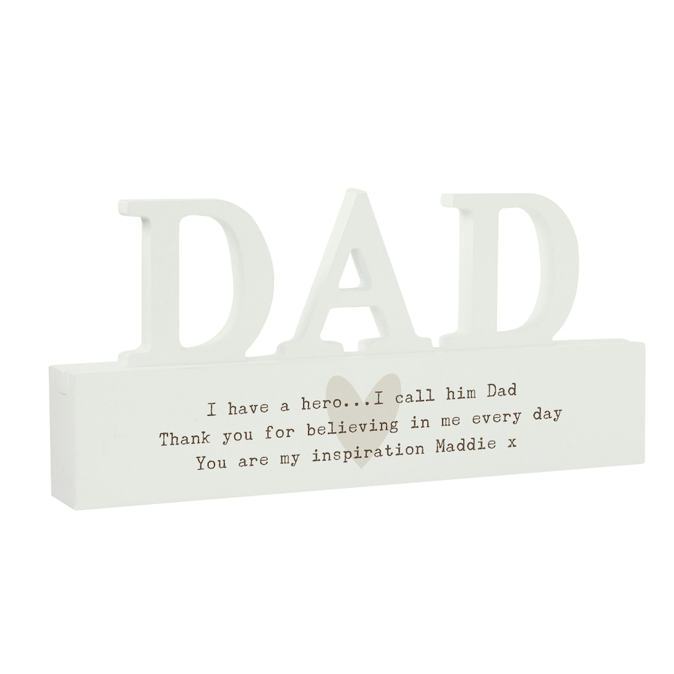 image 1 of Personalised Free Text Heart Wooden Dad Ornament