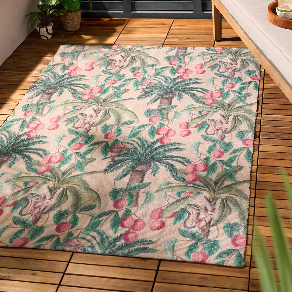 image 1 of Furn Monkey Palm Indoor/Outdoor Rug | Orange | Papaya