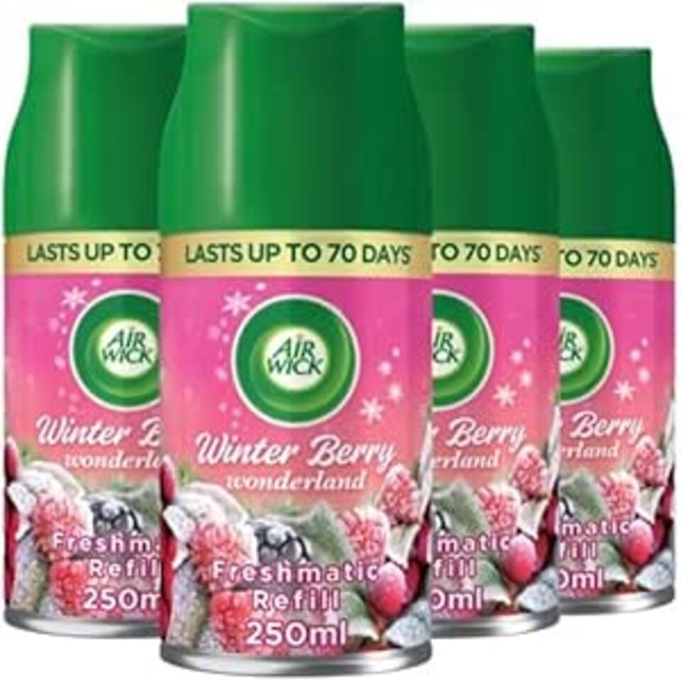 Air Wick Freshmatic Automatic Air Freshener Refills, Winter Berry Wonderland, 4 Refills 250ml each