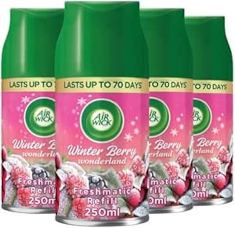Air Wick Freshmatic Automatic Air Freshener Refills, Winter Berry Wonderland, 4 Refills 250ml each