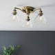 image 3 of Hansen Multi Arm Glass Semi Flush Ceiling Lamp, Antique Brass Plate, Glass