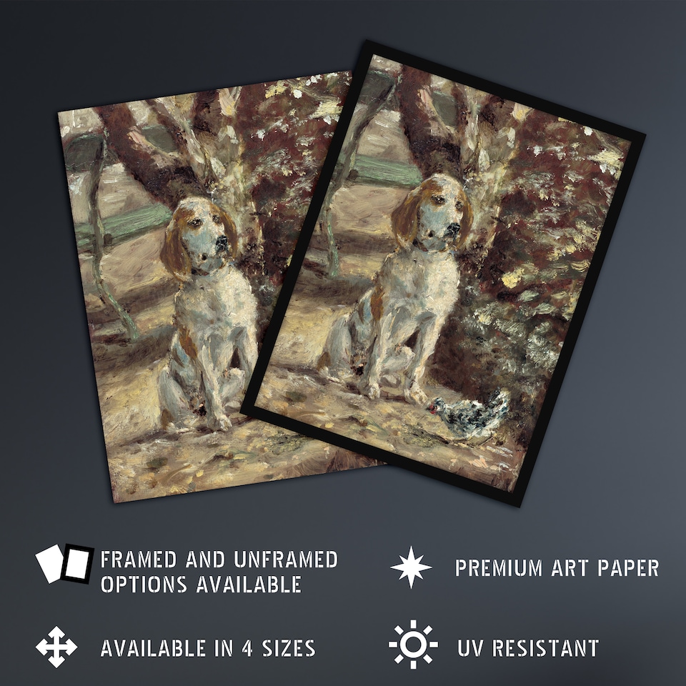 image 1 of The Artists Dog Fleche Vintage Framed Wall Art Print Toulouse Lautrec 12x16"