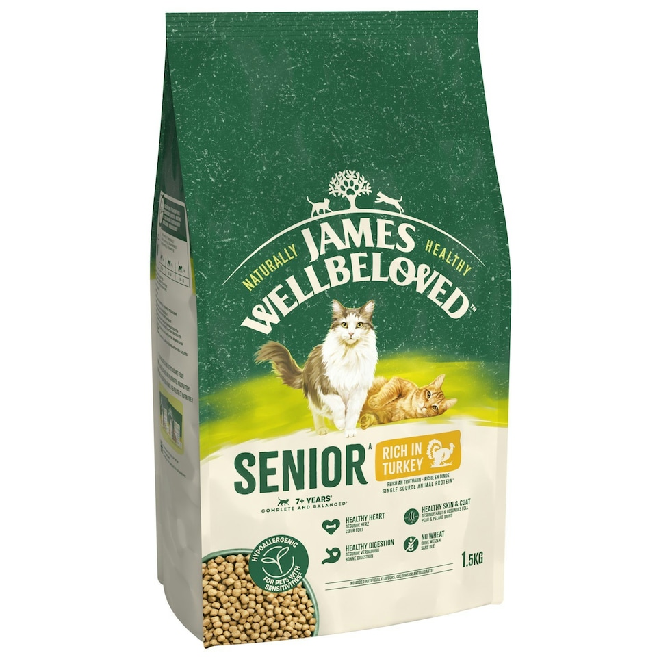 image 1 of James Wellbeloved Natural Senior Complete Dry Cat Food Rich in Turkey 4.5kg