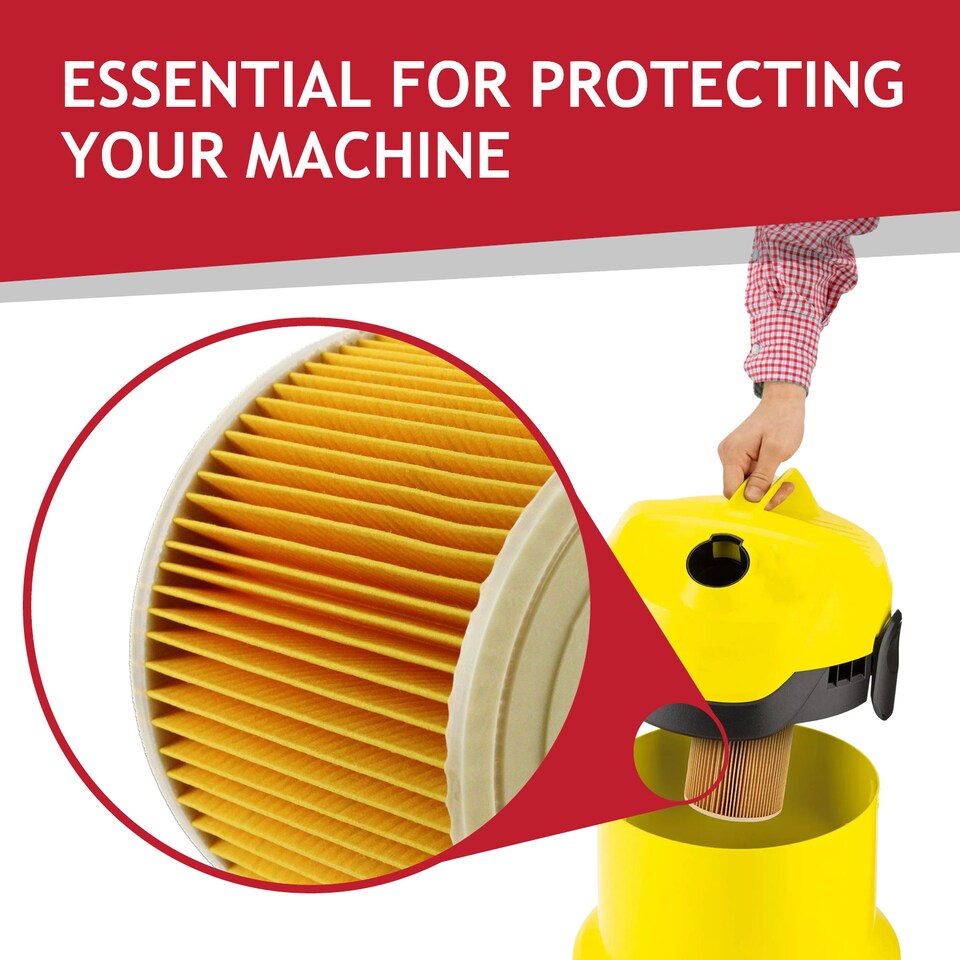 image 1 of SPARES2GO Premium Filter Cartridges for Karcher A2054 WD2 WD3 MV2 MV3 Wet & Dry Vacuum Cleaner (Pack of 2)