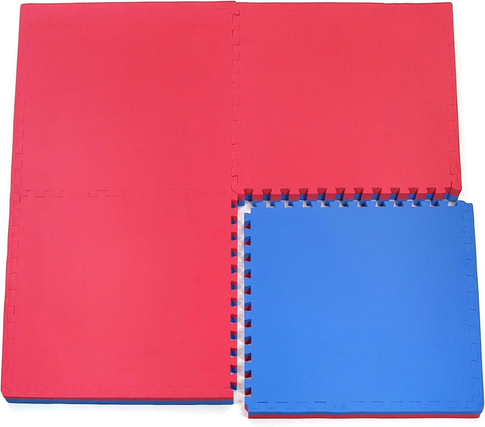 image 1 of Actiasmat Exercise Mat, 40mm Thick, Red/Blue, Interlocking Mat for Martial Arts and Fitness (Multi, 40 mm x 1 Square Meter)