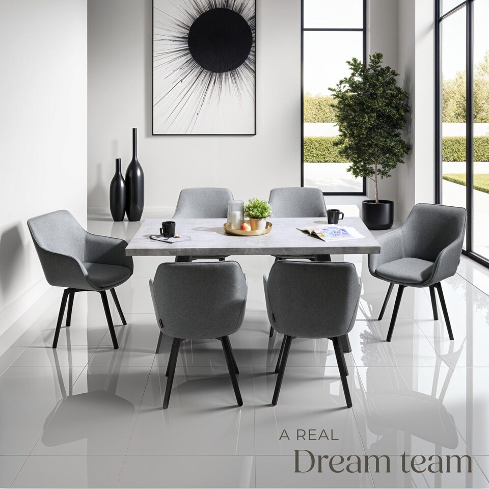 image 1 of Dining Chair Alicon - swivel armchair with padding and continuous backrest | Grey | anthracite | 6