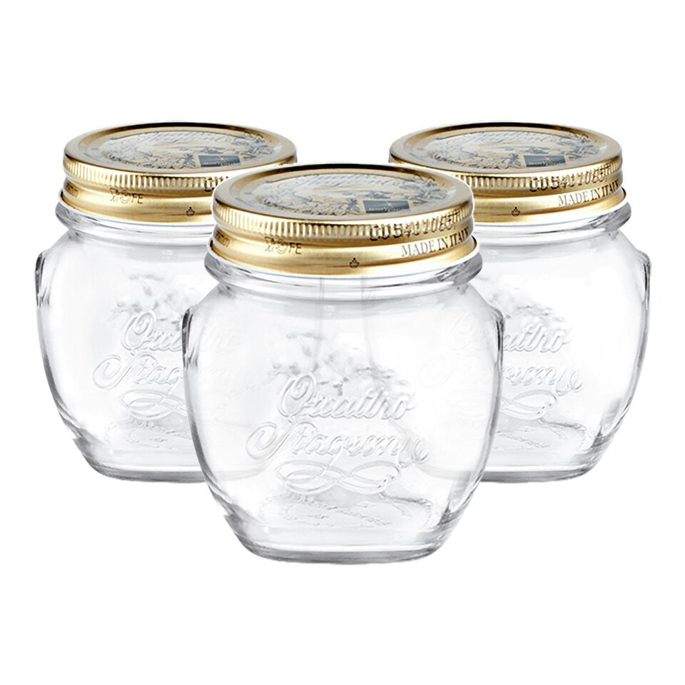 image 1 of Bormioli Rocco Quattro Stagioni Glass Storage Jars - 300ml - Pack of 3