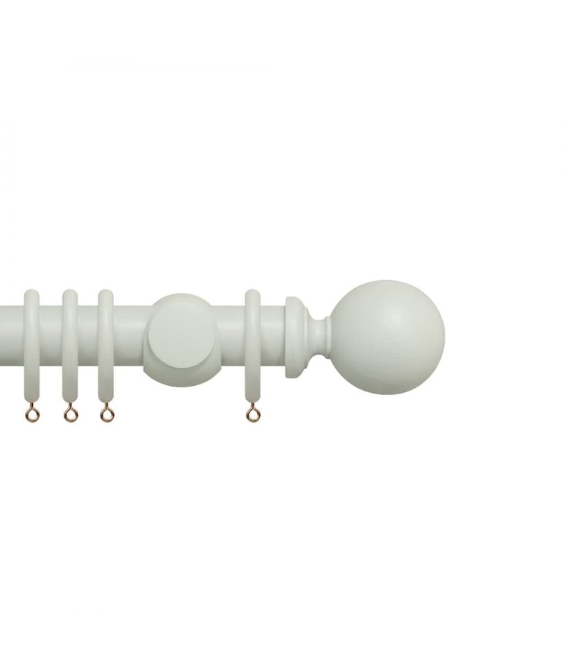 Premium 35mm Wooden Curtain Pole Set - Chalk White 440cm | White | Chalk White