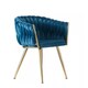 image 1 of Single Roma Knot Velvet Armchair with Gold Metal Legs, Modern Tufted Design for Living Room Blue