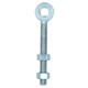 image 3 of Swing Gate Long Eye Bolts Hinge + Nuts Adjustable Zinc Plated 12 x 150mm 4pc Silver
