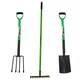 image 1 of Garden Border Fork Spade Rake Soil Gardeners Carbon Steel PVC Handles Strong