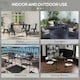 image 5 of Outsunny Outdoor Dining Table for 4 with Marble Effect Tempered Glass Top White