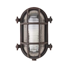 ValueLights IP64 Rated Oval Rust Effect Nautical Design Frosted Lens Outdoor Wall Light