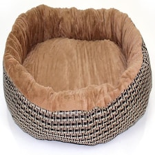 Actiaspet Jute Orthopaedic Soft Dog Bed - 40mm Massage Foam Cushion with Fleece Lining & Non Slip Base (Brown, X Large)