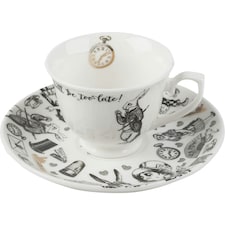 V&A Alice in Wonderland Espresso Cup Saucer White 100ml White
