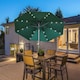 image 2 of Outsunny 2.67m Patio LED Umbrella with Tilt/Crank 8 Ribs Green