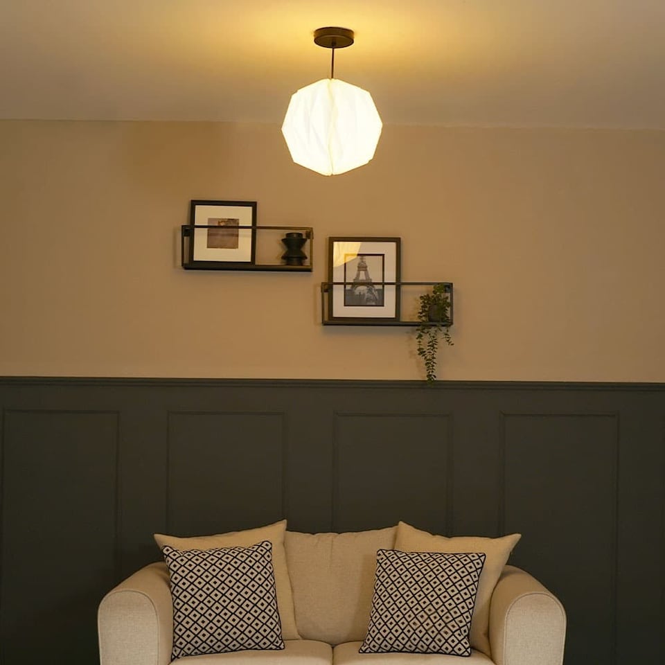 image 1 of ValueLights Astrid White Origami Ceiling Light Shade & Bulb | White