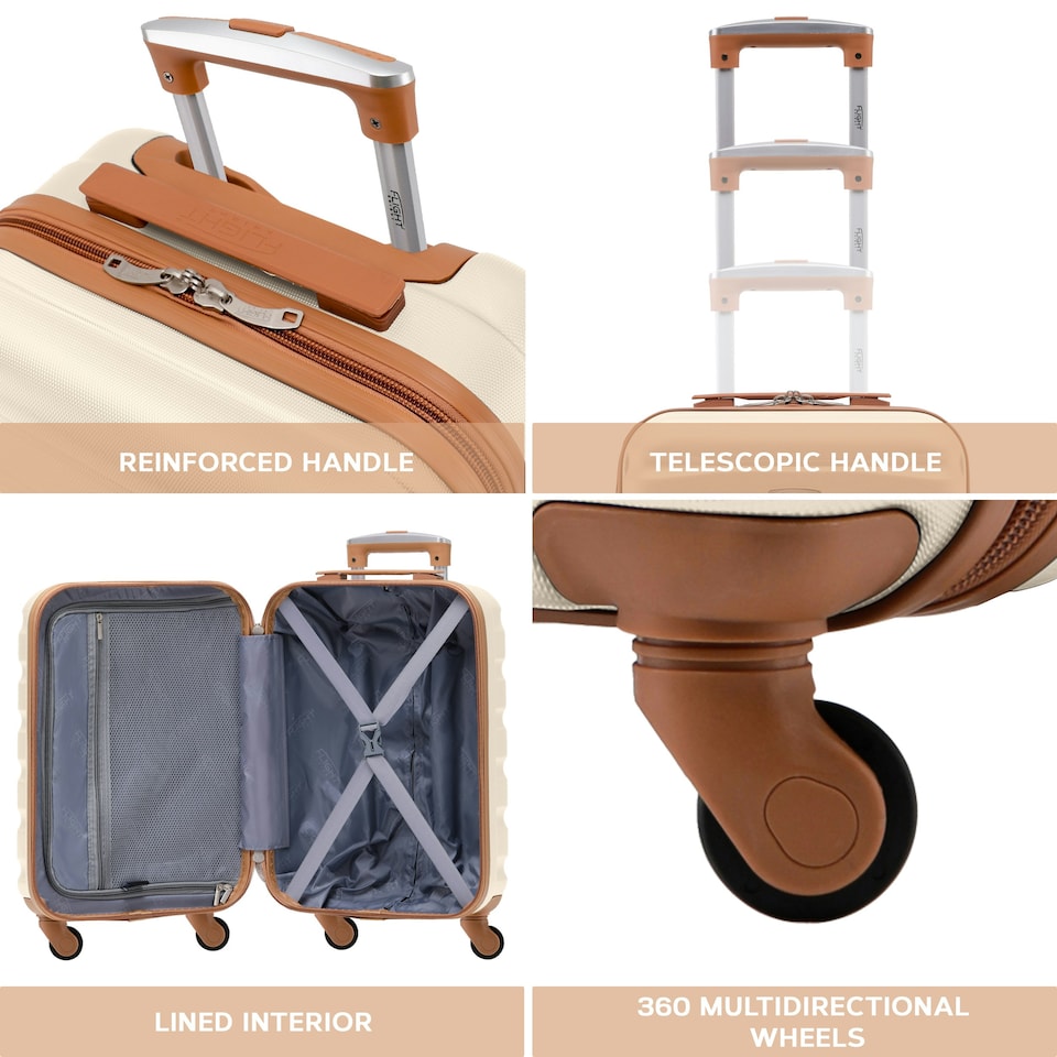 image 1 of Flight Knight 25" 4 Wheel ABS Hard Case Medium Suitcase 100+ Airlines Approved - easyJet, British Airways, Ryanair, Jet2, Emirates & Many More - Check-in | Cream | Cream | Medium