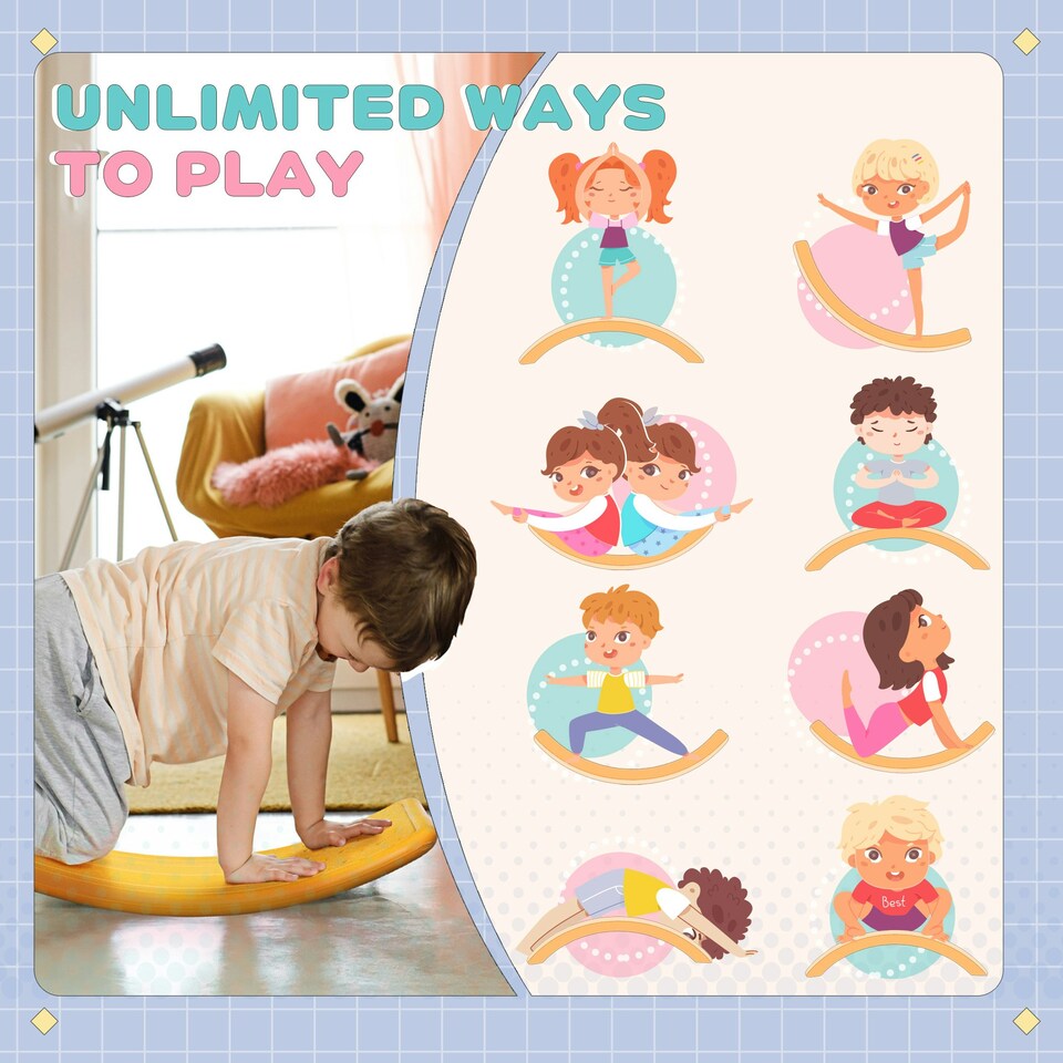 image 1 of ZONEKIZ Balance Board, Kids Wobble board, Montessori Toy for 3-6 Years, Blue
