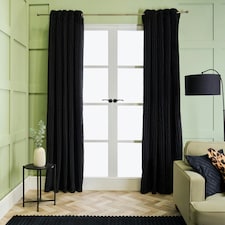 OHS Ribbed Fleece Soft Thermal Insulated Panel Pair Eyelet Curtains, 90x90" Grey
