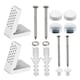 image 1 of SPARES2GO Toilet Pan Fixing Kit Angled Floor WC Bidet Basin Bathroom Bracket Set (White and Chrome Silver Cap Covers)