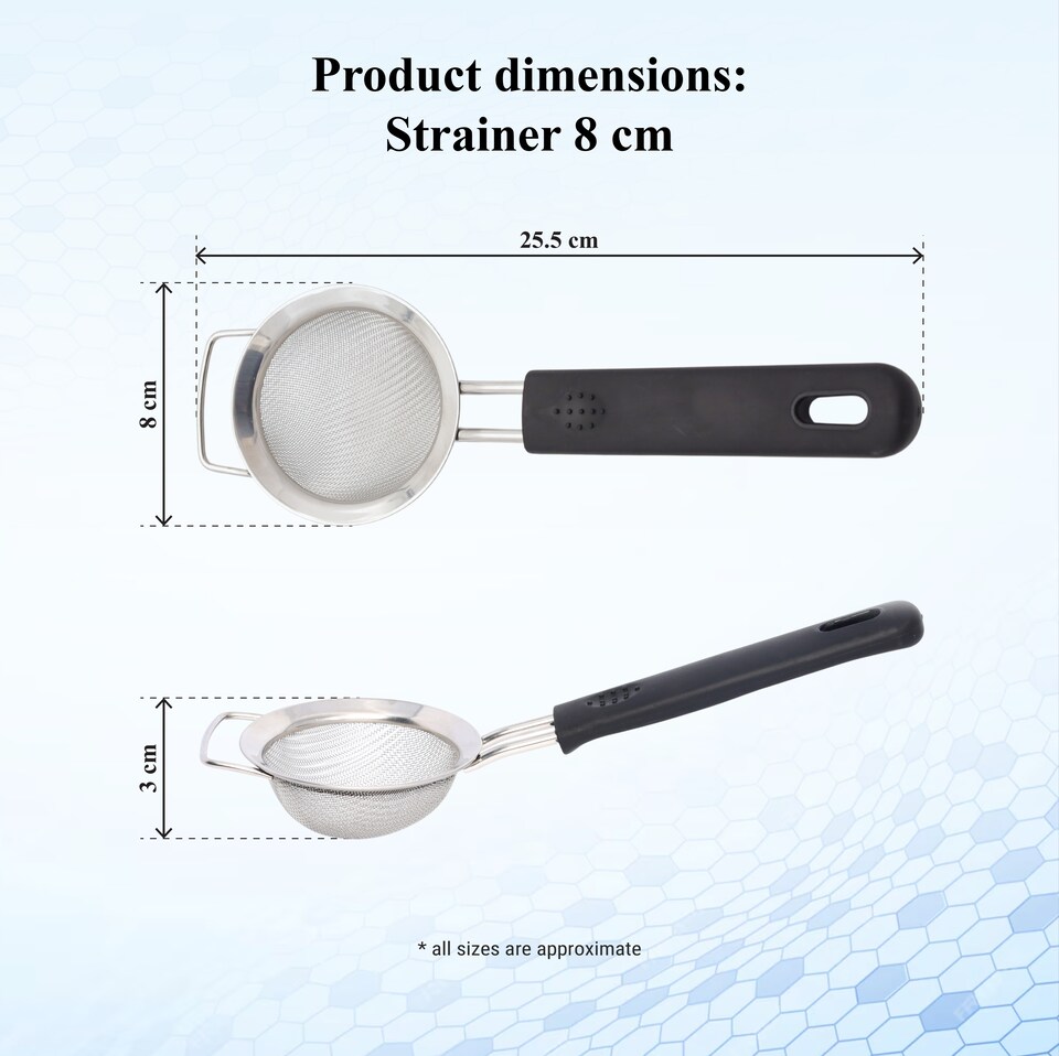 image 1 of Buckingham Stainless Steel Fine Mesh Sieve Strainer 8 cm Soft Touch Handle