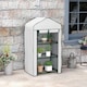 image 2 of Outsunny Portable Mini Greenhouse with Roll-up Door and Wire Shelves, White