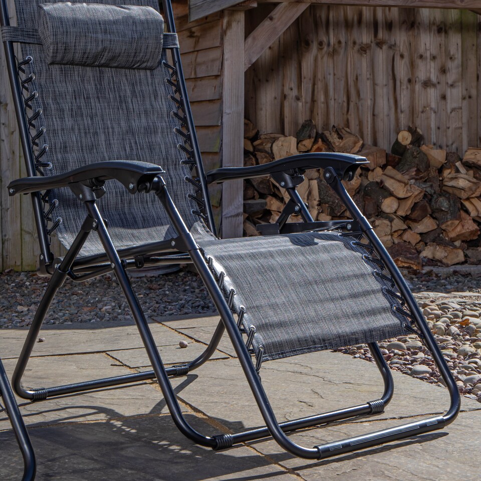 image 1 of Multi Position Garden Zero Gravity Relaxer Chair Sun Lounger in Mixed Grey | Grey | Grey