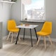 image 2 of 3-Piece Modern Dining Set - 80cm Square Table and 2 Tulip Chairs with Wooden Legs | White | White Marble & Yellow | 3