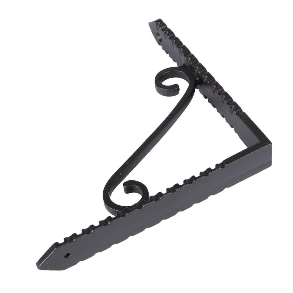 image 1 of Hammer & Tongs Notched Scroll Iron Shelf Bracket - D150mm - Black