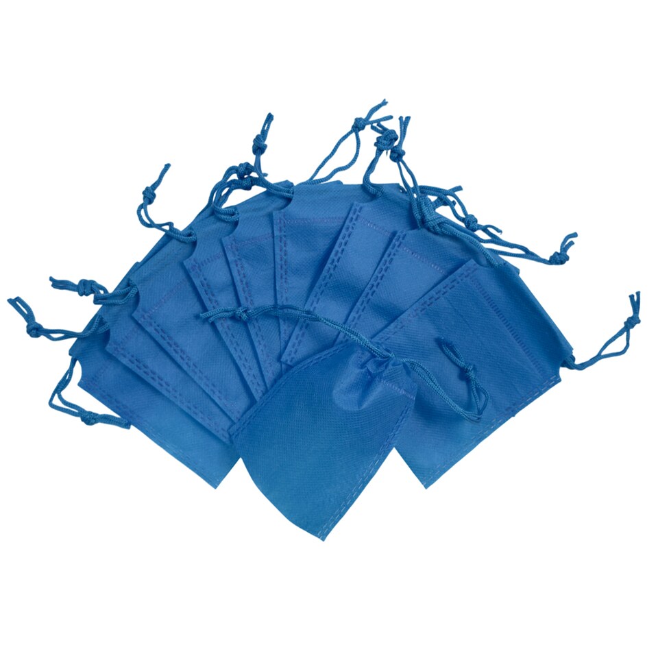 image 1 of Pack of 25 Light Blue Coloured 12x9cm Non-Woven Drawstring Bags | Blue