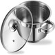 image 1 of Vinod Cookware Two Tone Stainless Steel Sauce Pot with Glass Lid - Steam Vent, Sturdy Handle Induction Bottom (16cm , 1.5 ltr) N/A