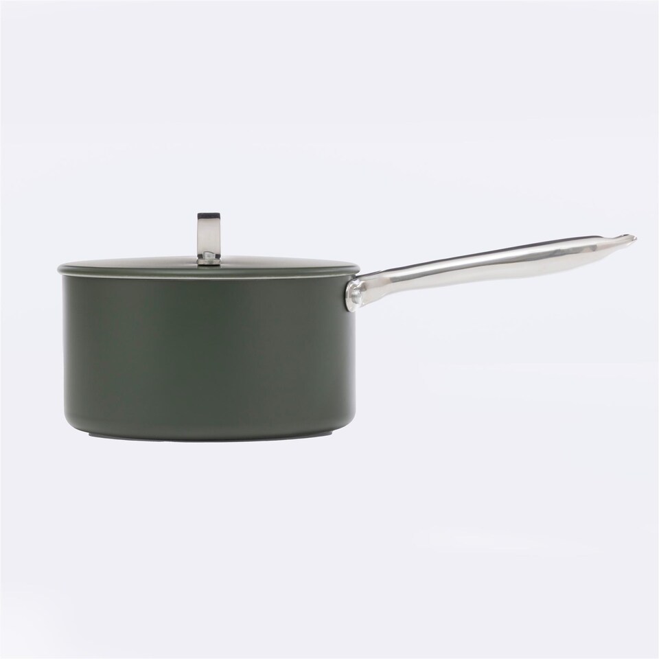 image 1 of Prochef 16cm Green Ceramic-Coated Aluminium Saucepan | Green | Olive Green