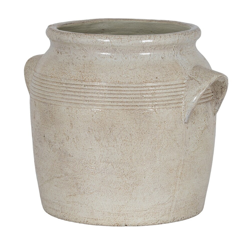 image 1 of Tarn Collection Small Pot with Handles - Ceramic - L20 x W17 x H17 cm - White