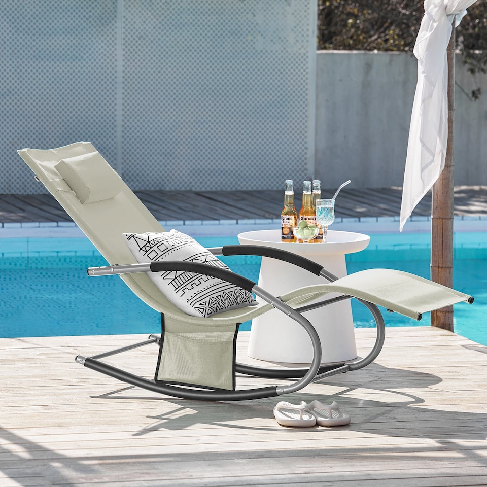 image 1 of SoBuy OGS28-MIX2,Set of 2 Outdoor Garden Rocking Sun Lounger Recliner Relaxing Chair