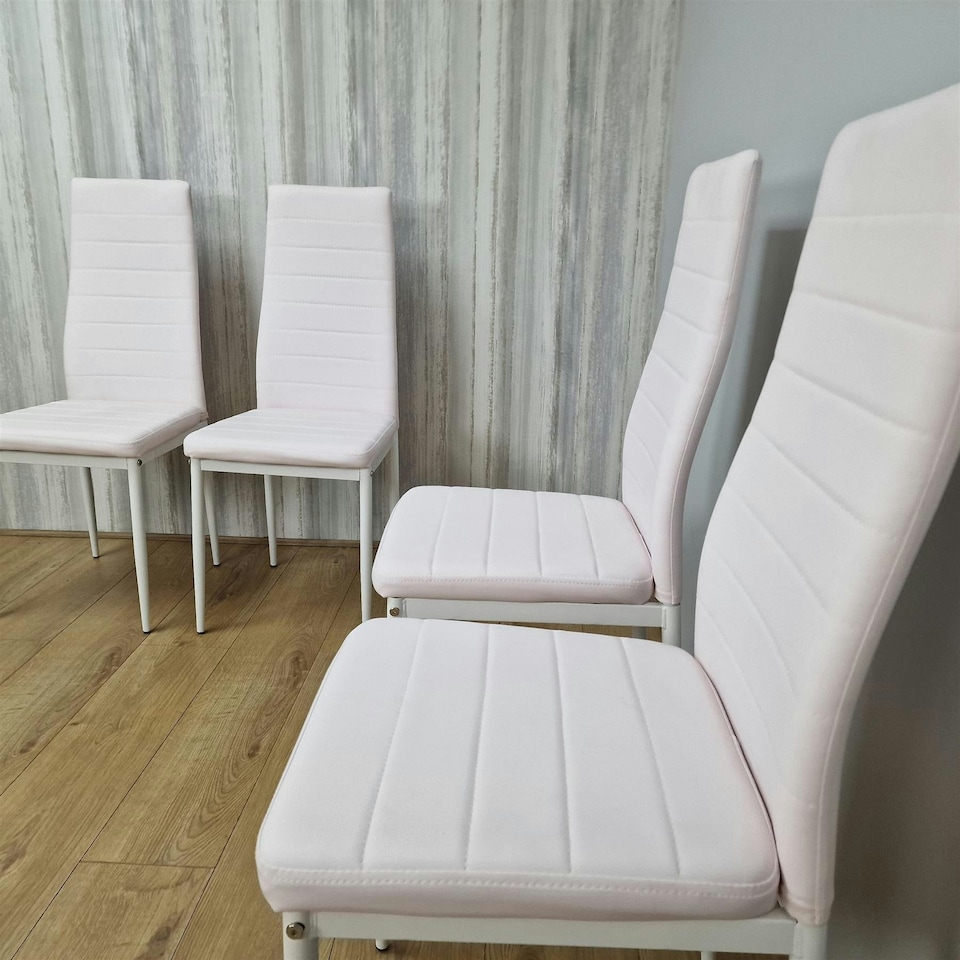 image 1 of Dining Chairs Set of 4 Pink Leather Kitchen Chairs Pink