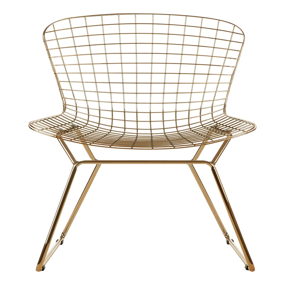 image 1 of Interiors by Premier Gold Metal Grid Frame Wire Chair, Comfortable Seating Garden Wire Chair, Easy Cleaning Wire Frame