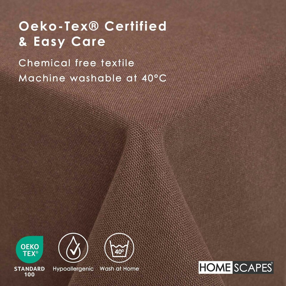 image 1 of Homescapes Chocolate Brown Tablecloth - 178 x 300 cm Brown