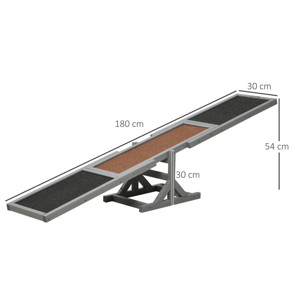 image 1 of PawHut Wooden Pet Seesaw for Big Dogs with Anti-Slip Surface, Grey